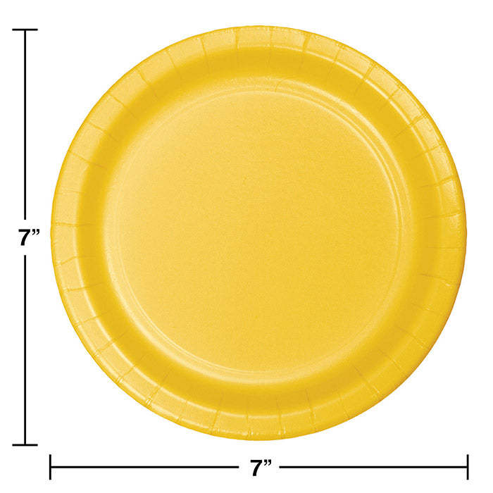 96ct Bulk Value Friendly School Bus Yellow Dessert Plates