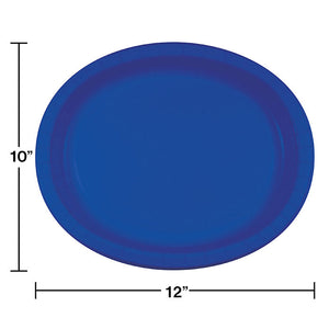 96ct Bulk Cobalt Blue Sturdy Style Oval Plates