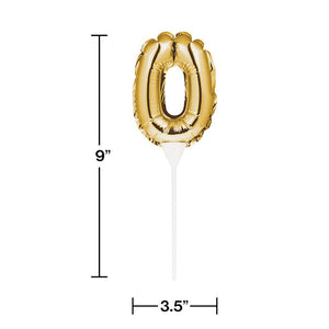 0 Gold Number Balloon Cake Topper Party Decoration