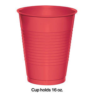Coral Plastic Cups, 20 ct Party Decoration