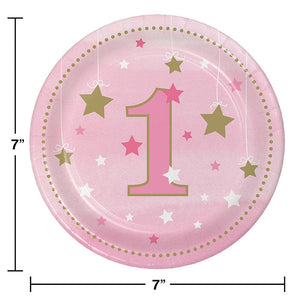One Little Star Girl 1st Birthday Dessert Plates, 8 ct Party Decoration