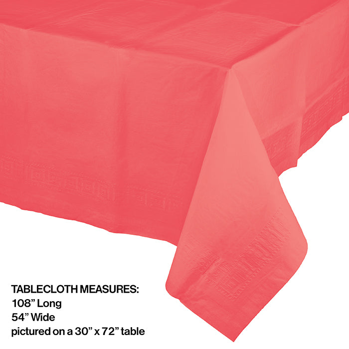 Bulk 6ct Coral Paper Table Covers 54" x 108" 