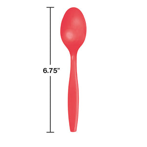 Coral Plastic Spoons, 24 ct Party Decoration