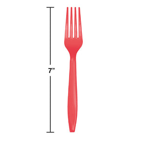 Coral Plastic Forks, 24 ct Party Decoration