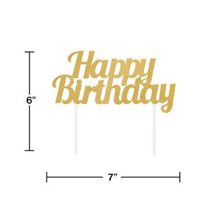 Gold Glitter Happy Birthday Cake Topper Party Decoration