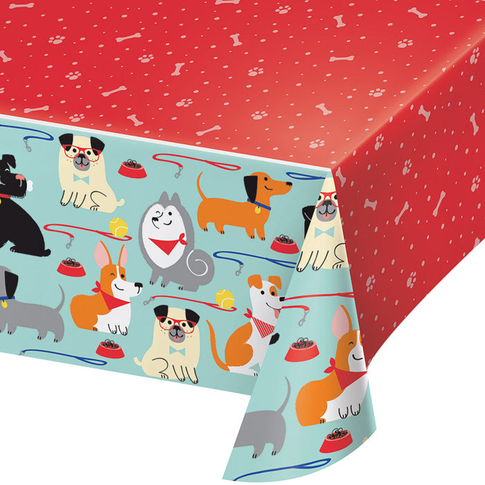 Dog Party Plastic Tablecover All Over Print, 54" X 102" by Creative Converting
