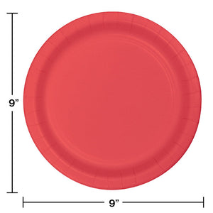 240ct Bulk Coral Sturdy Style Paper Dinner Plates