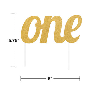 Gold "One" Birthday Cake Topper Party Decoration
