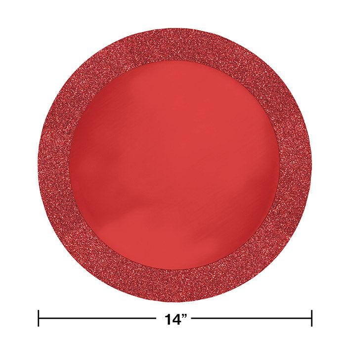 96ct Bulk Red Glitz Placemat with Glitter Border
