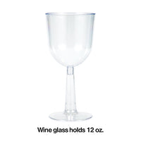 48ct Bulk 12 oz Plastic Wine Glasses