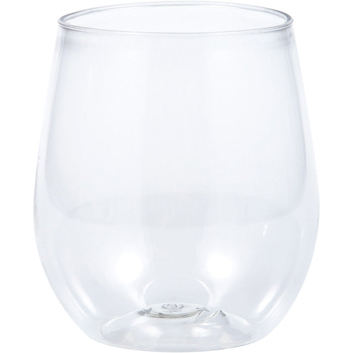 Bulk 24ct Clear 14 oz Plastic Stemless Wine Glasses 