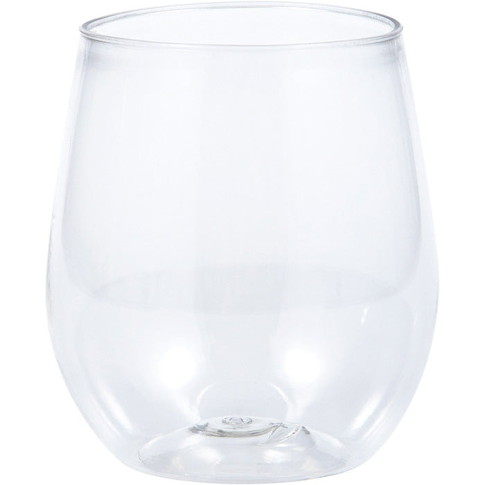 Clear Plastic Stemless Wine Glasses 14 Oz, 4 ct by Creative Converting