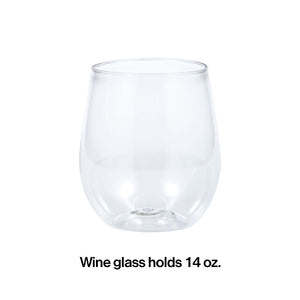 Clear Plastic Stemless Wine Glasses 14 Oz, 4 ct Party Decoration