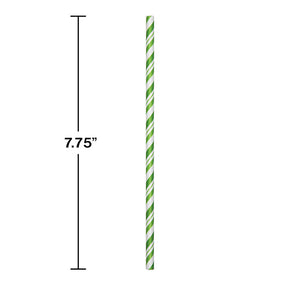 144ct Bulk Fresh Lime and White Striped Flex Paper Straws