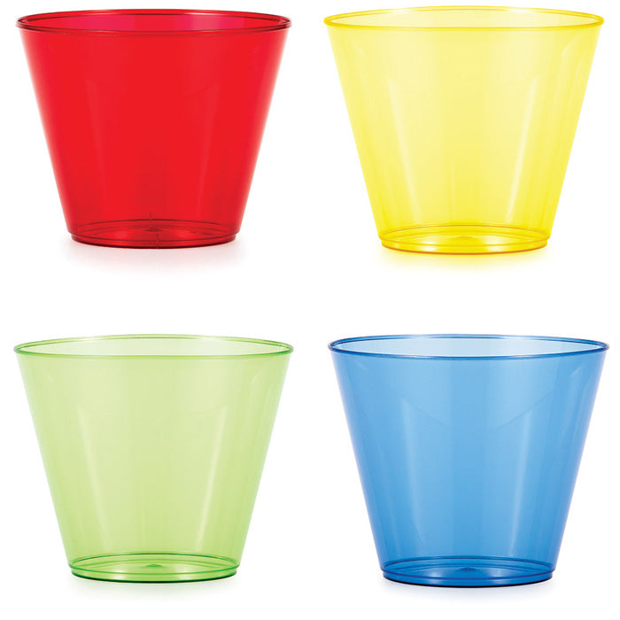 144ct Bulk 9 oz Assorted Colors Plastic Tumblers