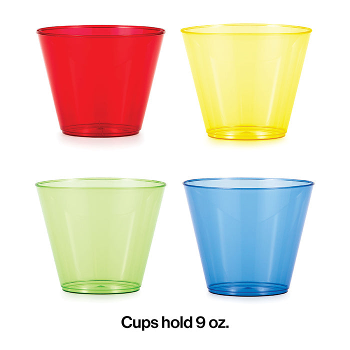 144ct Bulk 9 oz Assorted Colors Plastic Tumblers