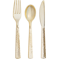 Bulk 288ct Gold Metallic Hammered Assorted Cutlery 