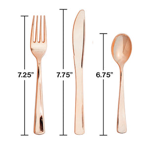 Assorted Cutlery, Metallic Rosegold, 24 ct Party Decoration