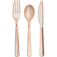 Bulk 288ct Rose Gold Metallic Hammered Assorted Cutlery 