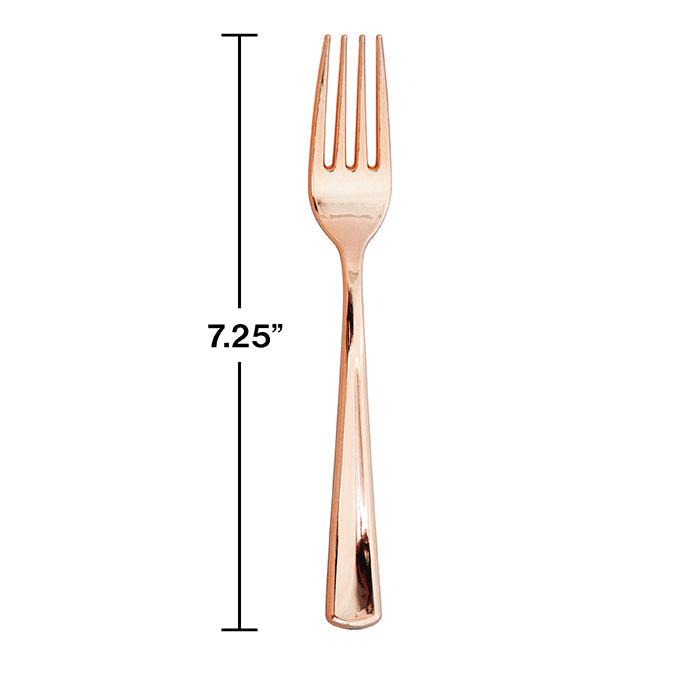 Bulk 288ct Rose Gold Metallic Plastic Forks 