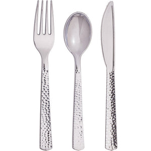 Assorted Cutlery, Silver Hammered, 24 ct by Creative Converting