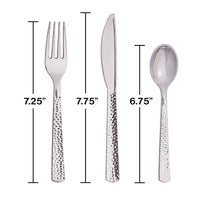 288ct Bulk Metallic Silver Hammered Assorted Cutlery