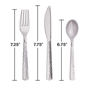 Assorted Cutlery, Silver Hammered, 24 ct Party Decoration