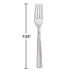 288ct Bulk Metallic Silver Hammered Plastic Forks