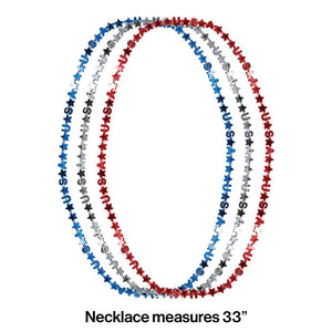 Patriotic Letter Necklace, Usa 33", 3 ct Party Decoration