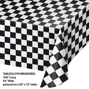 12ct Bulk Black Check Plastic Table Covers