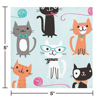 192ct Bulk Purr-fect Cat Party Beverage Napkins