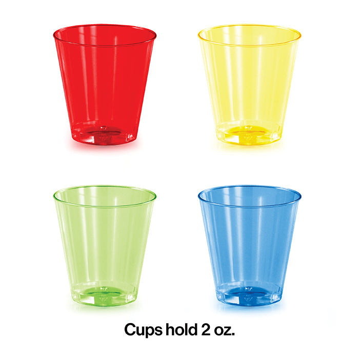 192ct Bulk 2 oz Assorted Color Plastic Shot Glasses