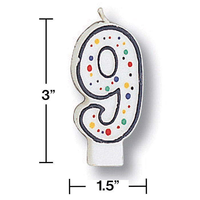 6ct Bulk Polka Dot #9 Candles