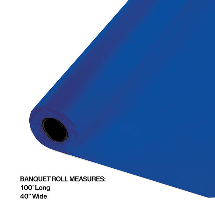 100 ft by 40 inch Cobalt Blue Banquet Plastic Table Cloth Roll