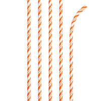 Bulk 144ct Sunkissed Orange and White Striped Flex Paper Straws 