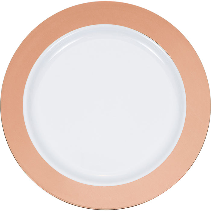 120ct Bulk Rose Gold Rim Plastic Banquet Plates
