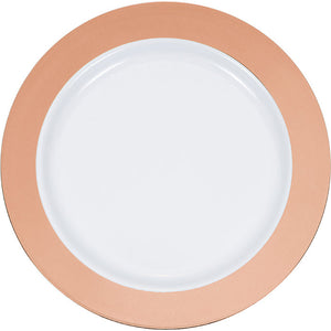 120ct Bulk Rose Gold Rim Plastic Dinner Plates