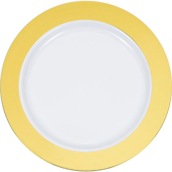 120ct Bulk Gold Rim Plastic Dinner Plates
