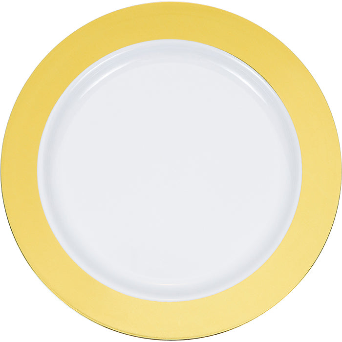 120ct Bulk Gold Rim Plastic Dinner Plates