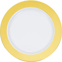 120ct Bulk Gold Rim Plastic Dinner Plates