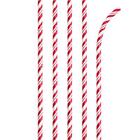 Bulk 144ct Classic Red and White Striped Flex Paper Straws 