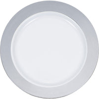120ct Bulk Silver Rim Plastic Dinner Plates