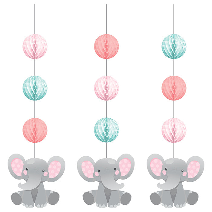 Enchanting Elephants Girl Hanging Cutouts W/ Honeycomb 3ct by Creative Converting