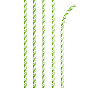 Bulk 144ct Fresh Lime and White Striped Flex Paper Straws 