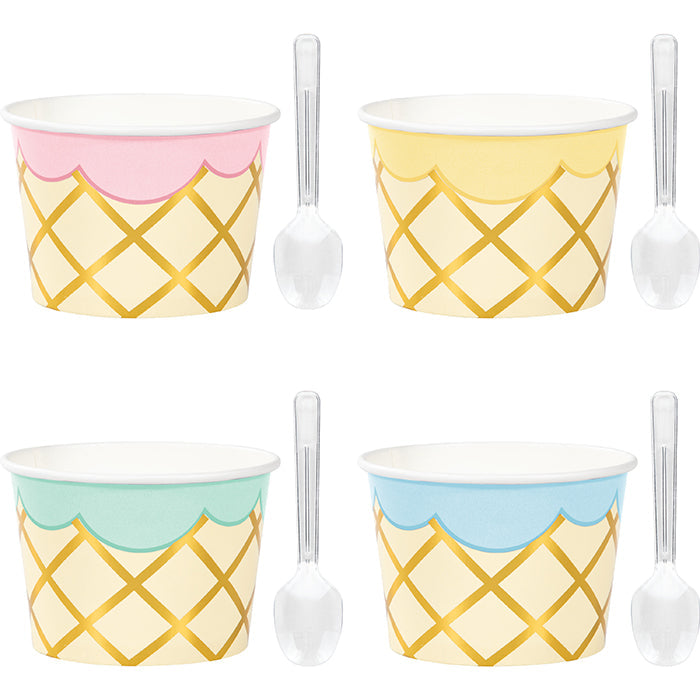Ice Cream Party Treat Cups With Spoons, Foil 8ct by Creative Converting