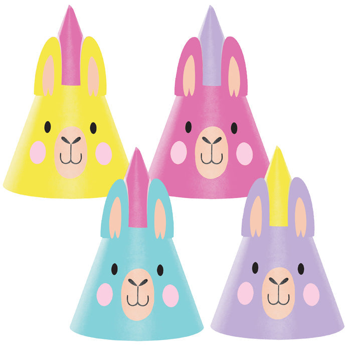 Llama Party Hat Child, Assorted 2 Each Of 4 styles, 8 ct by Creative Converting
