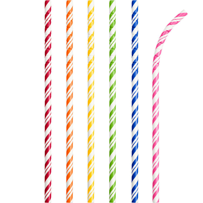 144ct Bulk Assorted Color Flex Paper Straws