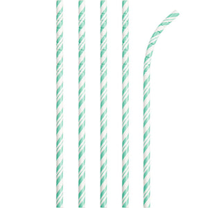 Mint Green Striped Paper Straws, 24 ct by Creative Converting
