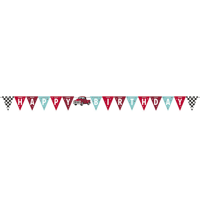 Vintage Red Truck Shaped Banner With Ribbon by Creative Converting