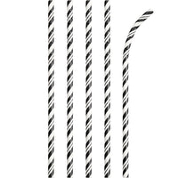 Bulk 144ct Black and White Striped Flex Paper Straws 